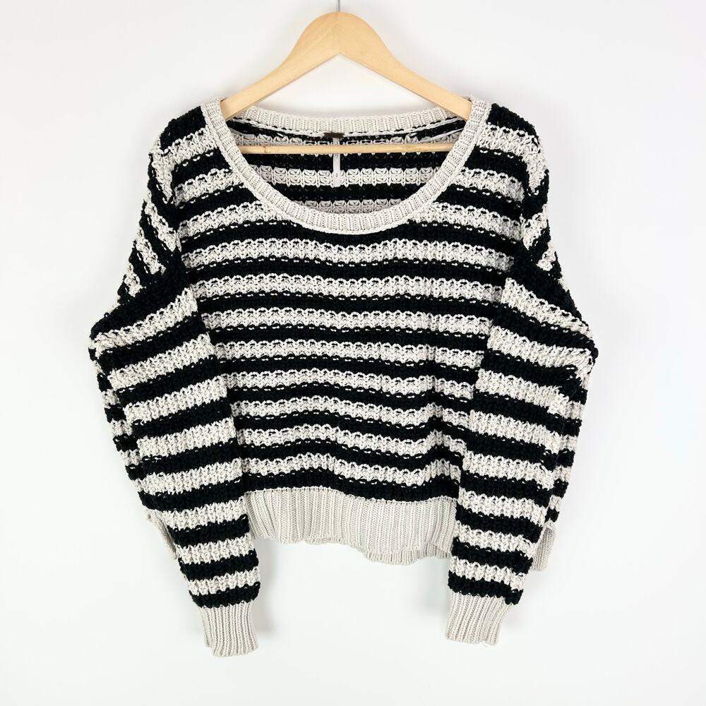 Free People Sweater Chunky Striped Black‎ and Oat Casual Women's Small
